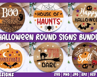 Ronda Halloween Svg Bundle, Halloween Sign Svg, Halloween Door Hanger Svg Files, Round Sign Svg, Door Sign Svg, Halloween Round Svg
