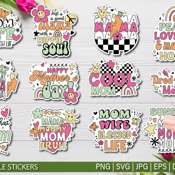 Mothers Day Bundle SVG, Printable Stickers for Cricut, Mothers Day Packaging Stickers Mothers Day Printable PNG, Print and Cut, Silhouette