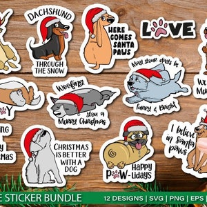 Weihnachten Hund Sticker Bundle für Cricut SVG PNG