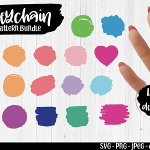 May include: A set of 40 colorful keychain designs in various shapes, including circles, hearts, and rectangles. The designs are perfect for creating unique and personalized keychains.