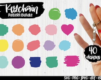 Pode incluir: Um conjunto de 40 designs coloridos para chaveiros em várias formas, incluindo círculos, corações e retângulos. Os designs são perfeitos para criar chaveiros únicos e personalizados.