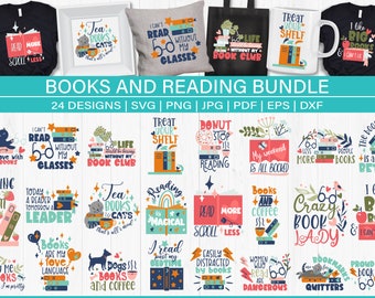 Reading svg bundle, Book Lover svg, Books svg, Book Worm Librarian svg, Teacher svg, Book Lover SVG, Cut file for Cricut, Silhouette