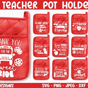 Lot de support de pot d'école, gants de cuisine pour enseignant, chauffeur de bus, cadeau de remerciement pour enseignant, merci pour la belle balade SVG, Cricut, Silhouette