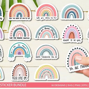 Rainbow Stickers Bundle for Cricut SVG EPS JPG