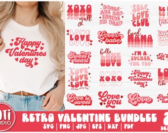 Retro Valentine SVG Bundle  Valentines SVG, Valentine Retro SVG, Valentine Sublimation, Valentine Shirt Svg, Valentines Day Png