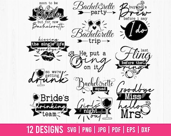 Bachelorette Party SVG Bundle, Bridal Shower SVG, Bridal Shower Shirts SVG, Bachelorette Shirts svg, Bridal Party svg, Bride Team svg,