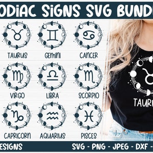 星座 SVG バンドル、占星術の星座 SVG、星座のシンボル SVG、星座の星座 SVG、占星術、星占い、カット ファイル Cricut、シルエット