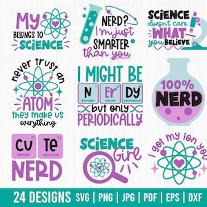 科学の名言 SVG バンドル、科学の先生へのギフト、科学の名言バンドル、科学の学生 SVG、物理学 SVG、化学 SVG、Cricut 用カット ファイル