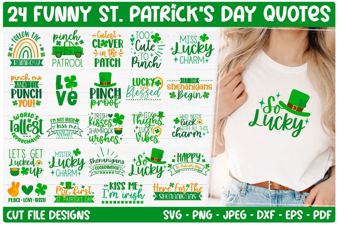 St Patricks Day Quotes SVG Bundle - Cut Files for Cricut and Silhouette ...