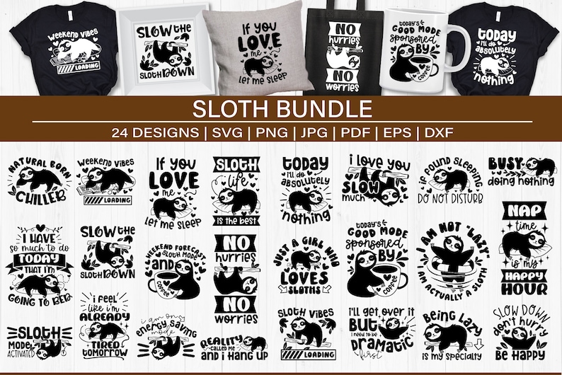 Sloth Life Bundle Svg, Sloth Life Bundle, Lazy Sloth Svg, Sloth Life ...