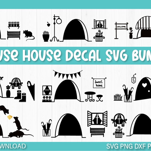 Mouse Home Funny Wall Decal SVG bundle, Mouse Hole SVG, , Skirting decoration, New Home Sticker, Mouse Home cut files for cricut silhouette
