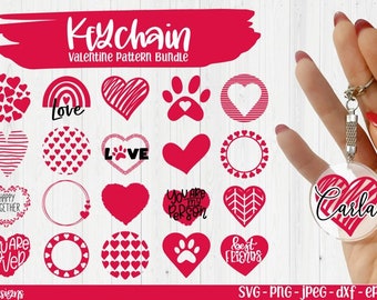 Valentines keychain svg, Keychain Heart pattern svg, Monogram SVG,Keychain SVG, Heart Keychain Patterns Svg, Heart svg, keyring patterns svg