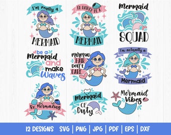 Mermaid SVG Bundle, Magical SVG Bundle, Mermaid SVG, Mermaid Quotes Svg, Ocean Svg, Mermaid Tail Svg, Clam Shell Svg, Cut File Cricut