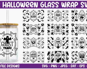 Halloween Libbey 16oz can glass svg, Halloween svg bundle, Cute spooky Coffee glass can, Beer Can Glass Svg, cut file for cricut, Silhouette