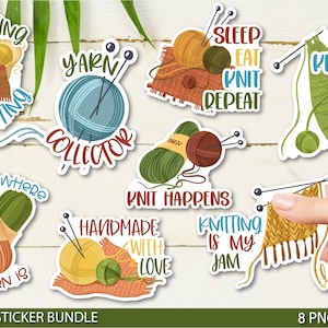 Stricken Aufkleber PNG-Bundle, Stricken druckbare Aufkleber, Stricken Aufkleber, Häkeln Aufkleber, Häkeln Aufkleber PNG