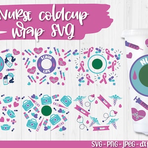 Nurse 24oz Venti Cold cup Starbuck wrap | seamless cold cup | svg file | DIGITAL DOWNLOAD ONLY | Nurse life svg | nurse life svg