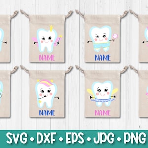 Bundle de conception de sac de fée des dents, dessins de pochette à dents, fée des dents couper fichier, SVG de dent, SVG de sac de fée des dents, fichier de coupe pour Cricut, Silhouette