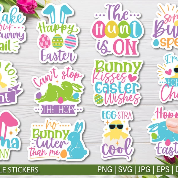 Easter Packaging Stickers, 10 Spring Printable PNG Files, Thank You Sticker, Small Business Stickers, Print and Cut, Cricut Silhouette