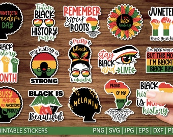 Juneteenth Digital Stickers, Black Girl Digital Stickers, Stickers for Black Women, June Stickers, Planner Stickers,  black history month