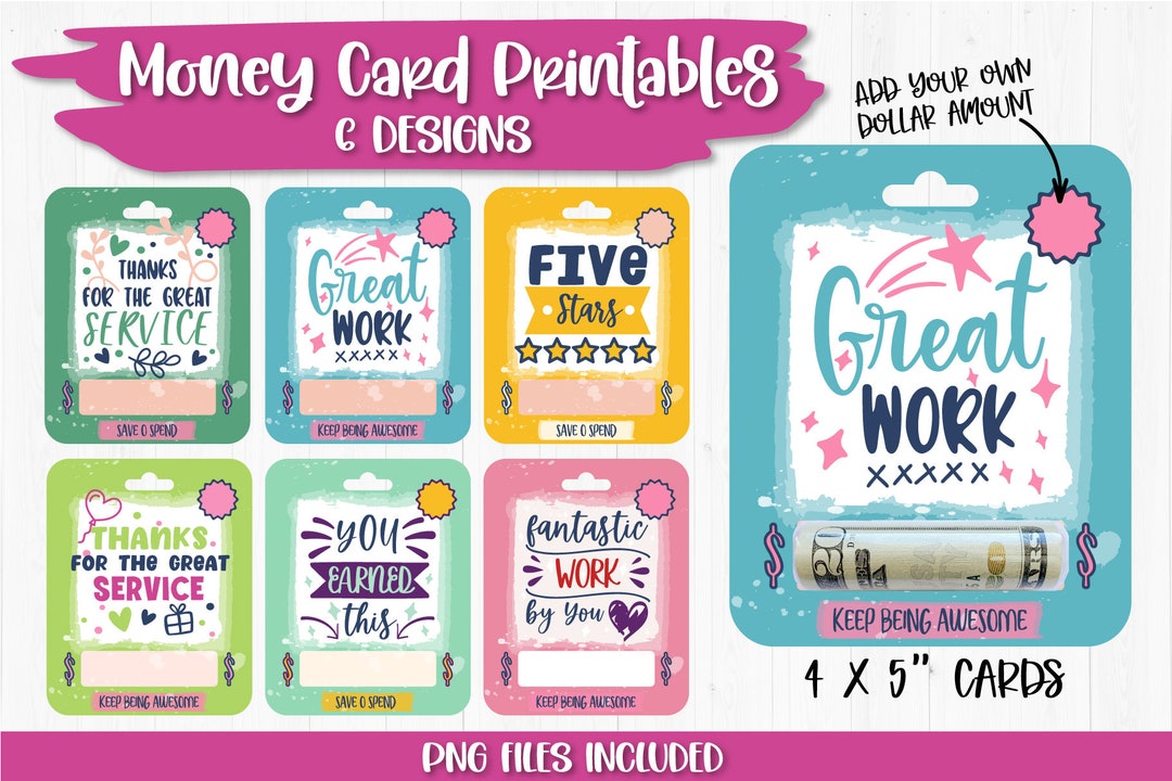 Printable Tipping Money Card, Thank You Card, Money Holder, Gift Card