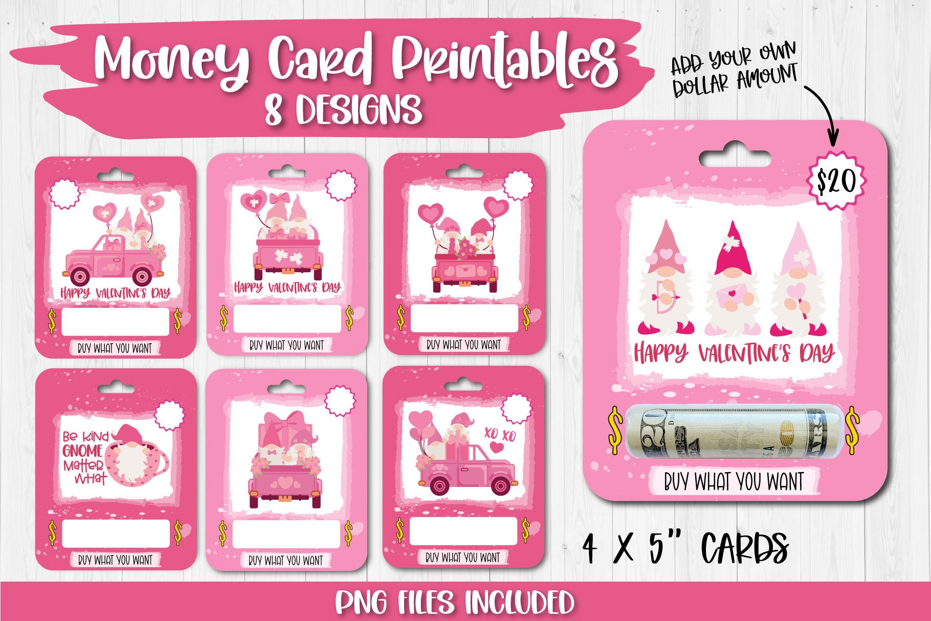 Valentine's Day Money Cards, Printable Card, Money Card, Valentine Money Holder, Gift Card Holder, Print-Then-Cut PNG, Cricut, Silhouette