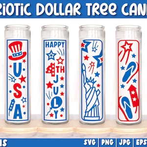 Dollar Tree patriotic Candle SVG Bundle, Vertical Designs, 4 og july svg, patriotic decor, cricut file, american flag svg, Independence Day