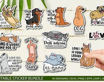 Funny Dog bundle svg , Printable Stickers for Cricut