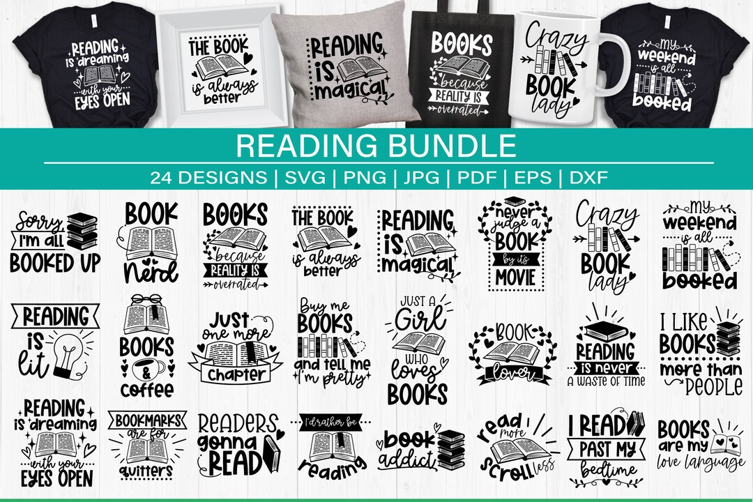 Reading SVG Bundle, Book Lover SVG , Books SVG, Book Worm Librarian Svg ...
