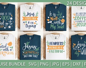 キリスト教の引用集 SVG、聖書集、聖書の一節集、宗教 SVG、イエス、神、信仰 SVG、Cricut 用カット ファイル、