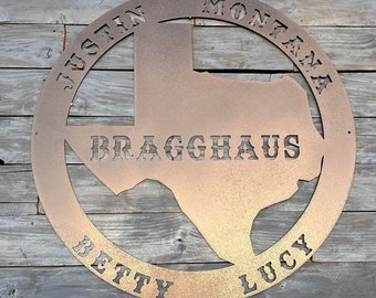 Texas Sign, Texas Metal Wall Art, Texas décor, Texas state circle, Texas gift, Personalized Texas