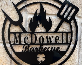 BBQ Sign With Family Symbol or Logo
