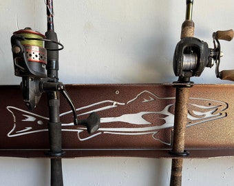 Custom Fishing pole holder, fishing rod mount, Tackle Organizer, Fisherman Gift, Fishing, Fishing gift, Fishing metal name sign, Fish sign