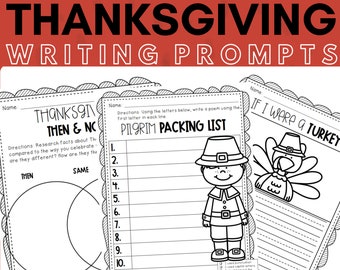 Thanksgiving Writing Prompts with Graphic Organizers and ELA Activities for the Fall Season, Turkey Writing, Writing Activity