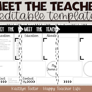 EDITABLE Modern Black and White Meet the Teacher Template | Back to School | Meet the Teacher
