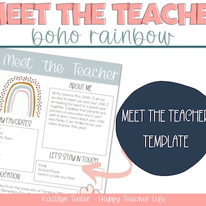 Editable Boho Rainbow Meet the Teacher Template