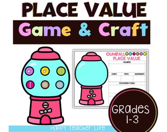 Place Value Math Game and Math Craft with Word Form, Expanded Form and Standard Form for 1st, 2nd and 3rd Grade