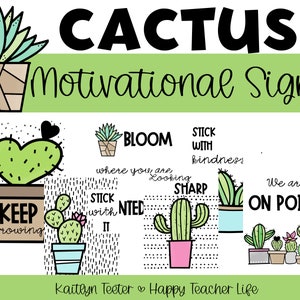 Kaktus Pflanzen Thema Klassenzimmer Dekor Motivationsschilder, motivierende Poster, Klassenzimmer Schilder, Klassenzimmer Poster, Klassenzimmer Ausdrucke