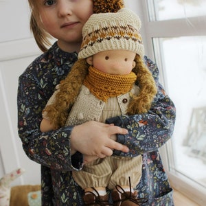 Waldorf Inspired Custom Play Doll for Children with Set of Clothes and Customizable Hair and Eye Color Preferences, Organic Handmade Doll