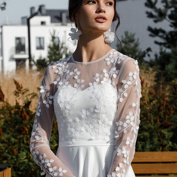 Floral wedding dress Lace, Modest wedding dress, Embroidered dress, Flower wedding dress | VICTORIA