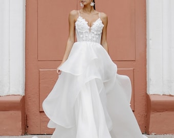 Romantisches Boho-Brautkleid | Designer-Ballkleid mit offenem Rücken | BELLA