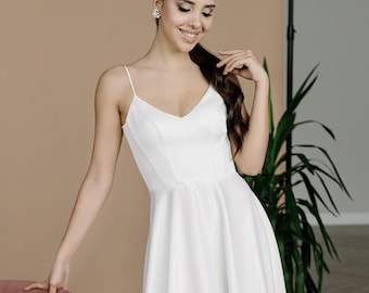 Satin wedding dress simple design | A-line bridal gown elegant style | IRIS