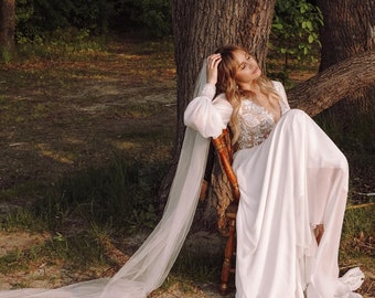 Romantic boho wedding gown | Garden lace dress | Summer beach style | DARLINE