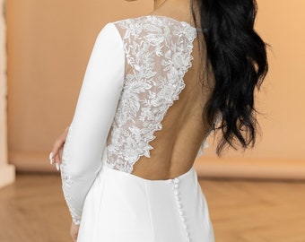 Vestido elegante con cuello barco | Vestido sirena de encaje | ABELLA