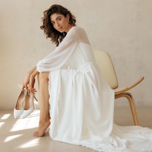 Modest long sleeve wedding dress | Boat neckline | Vintage inspired bridal gown | BRIE