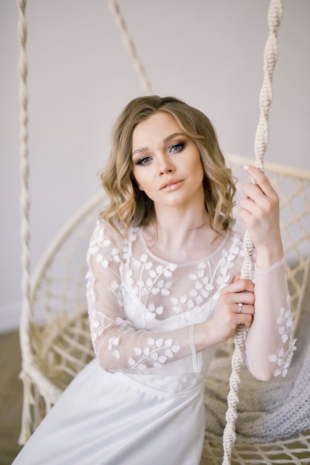 Floral Wedding Dress Lace, Modest Wedding Dress, Embroidered Dress ...