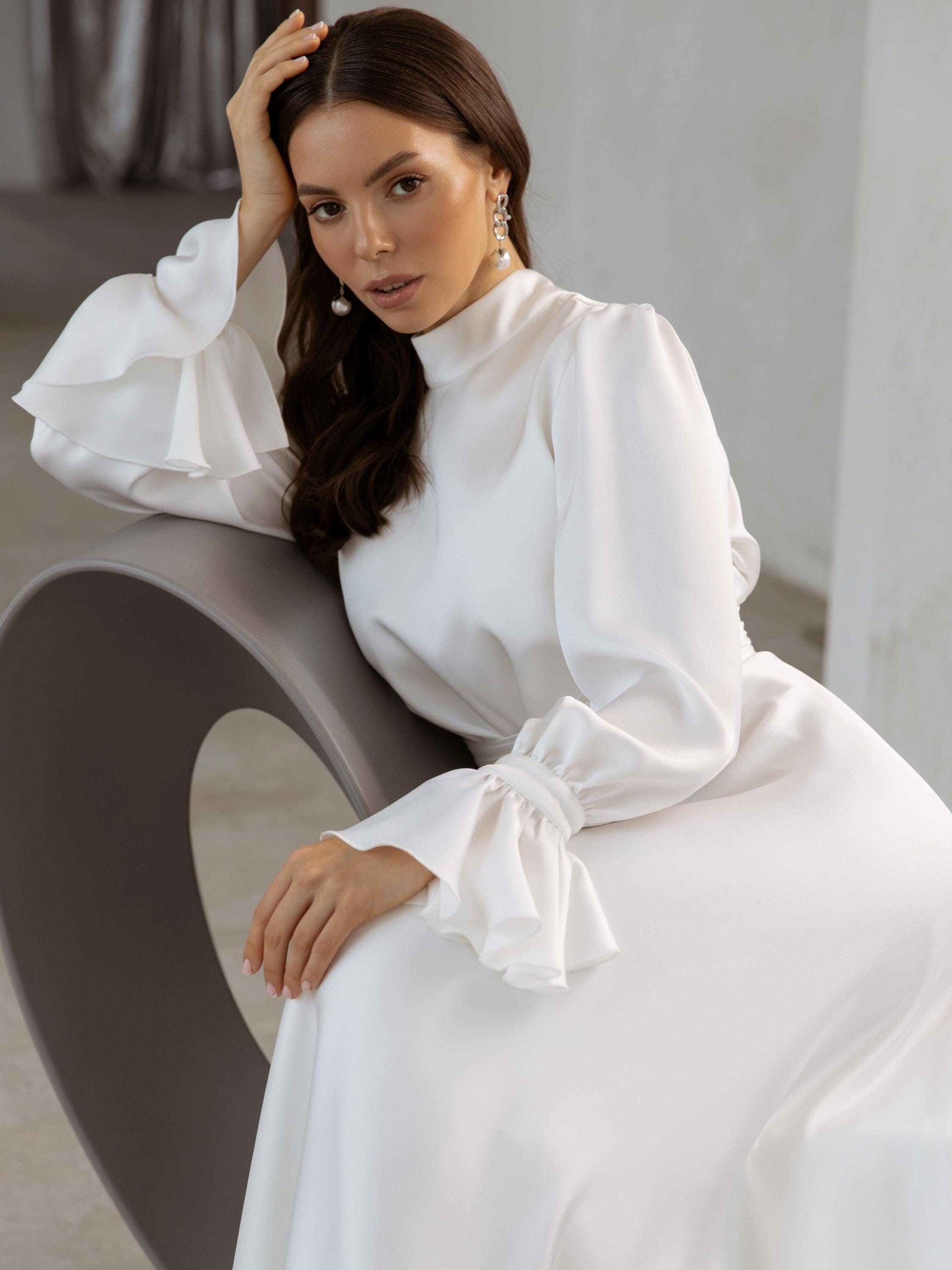 Modest wedding dress vintage | Long sleeve bridal gown | Elegant muslim dress | ALANA