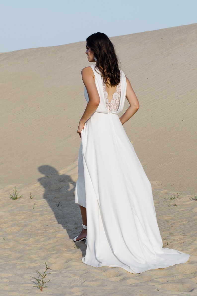Beach boho wedding dress wrap, Open back wedding dress wrap, Flowy wedding dress a line, Bridal gown ERICA image 7