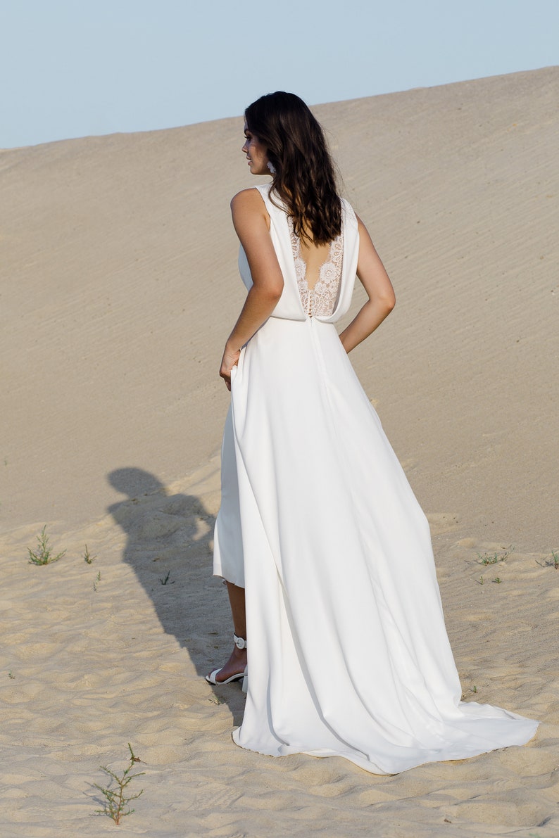 Beach boho wedding dress wrap, Open back wedding dress wrap, Flowy wedding dress a line, Bridal gown ERICA 画像 7