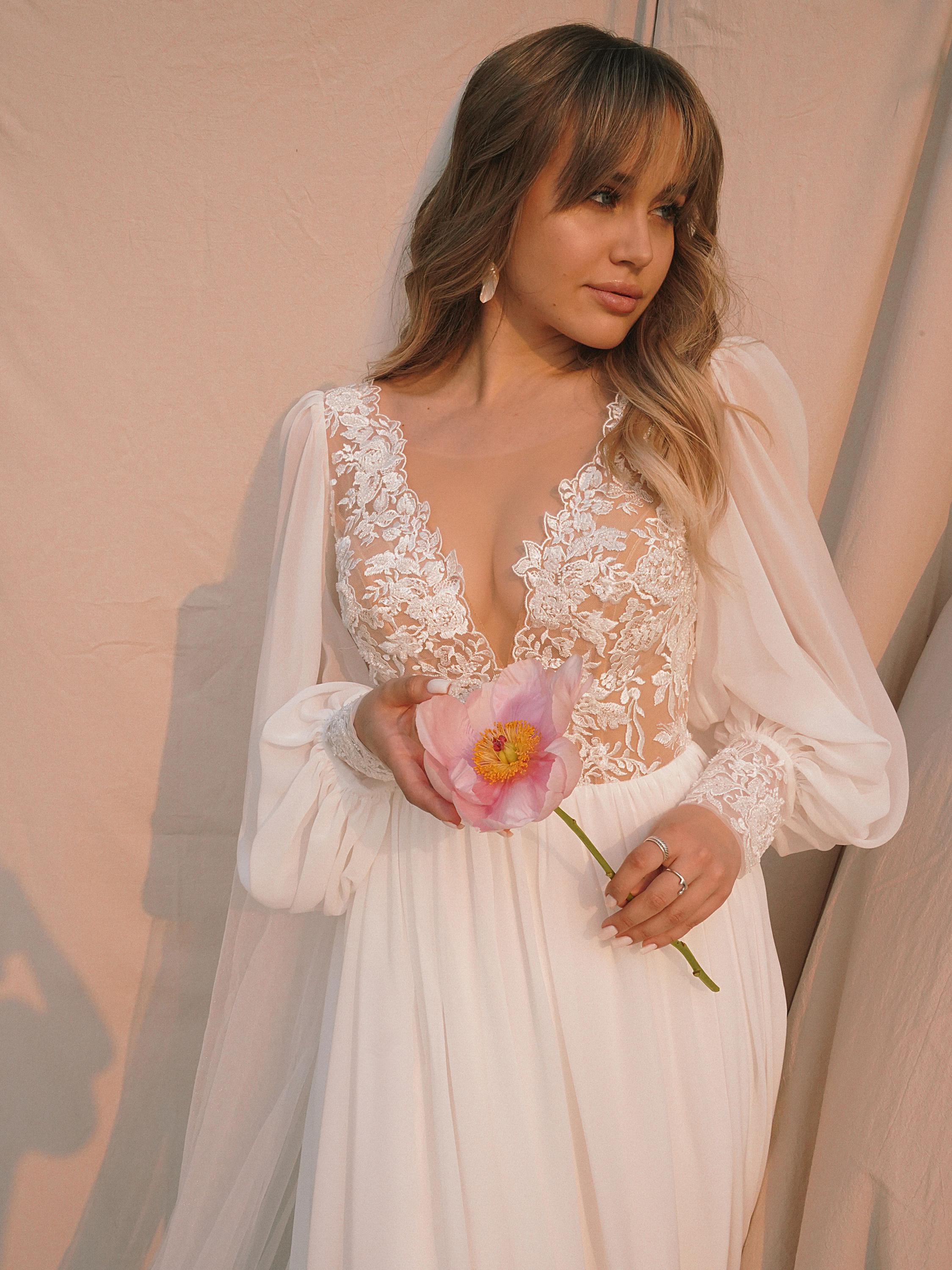 White Dress Maxi Wedding Dress Awaken My Love Lulus Deep V-neck Long Sleeve  Tulle Wedding Dress With Floral Lace And Illusion Sleeve,boho Wedding  Dress, A Line Wedding Gown