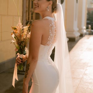 Lace mermaid dress | Sexy corset wedding dress | Elegant crepe bridal gown | EVA